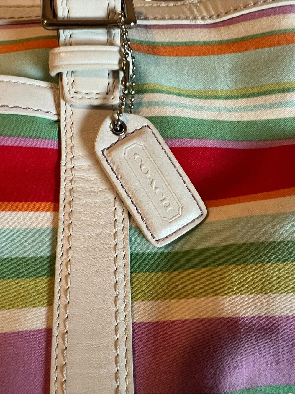 Coach Hamptons Stripe Canvas Tote Bag Multi-Color F10785 $298 MSRP